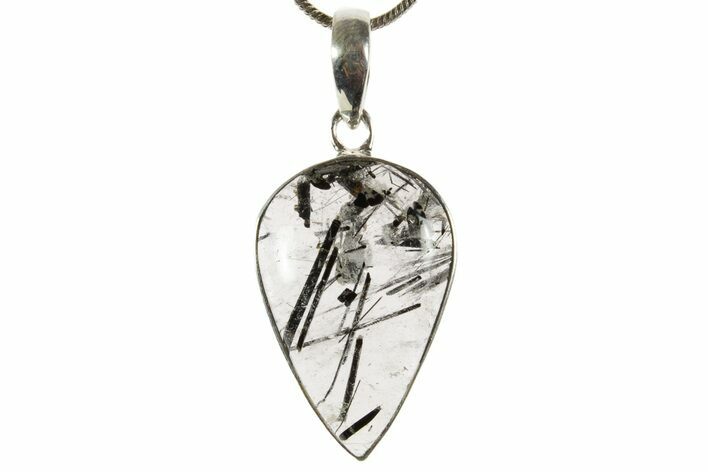Glassy Tourmalinated Quartz Pendant - Sterling Silver #369885